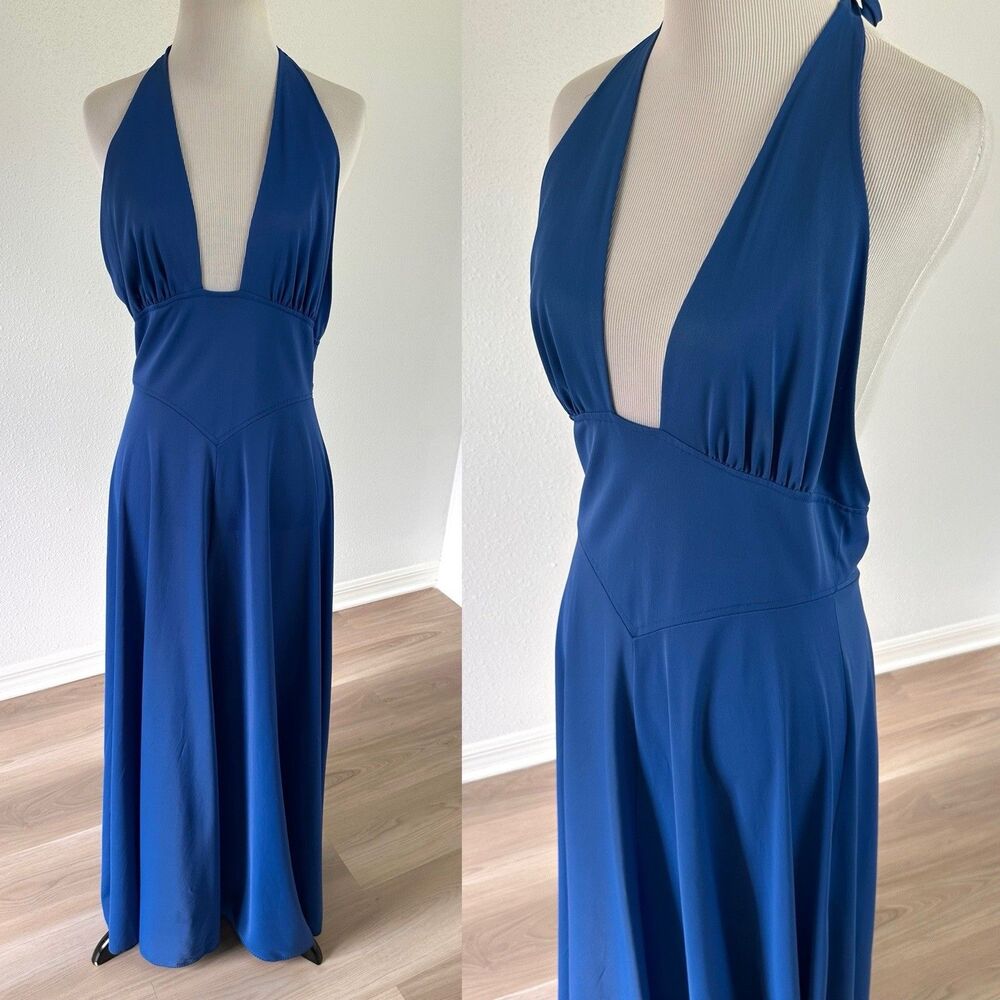VTG 1970s Miss Dior Lingerie Nightgown Royal Blue Retro Glam Coquette Sexy